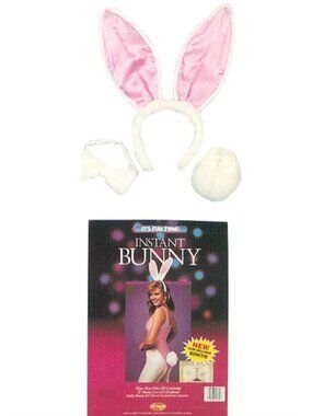 Instant Bunny Costume Kit With Ears Tail & Bow Tie One Size Fits All Fun World N